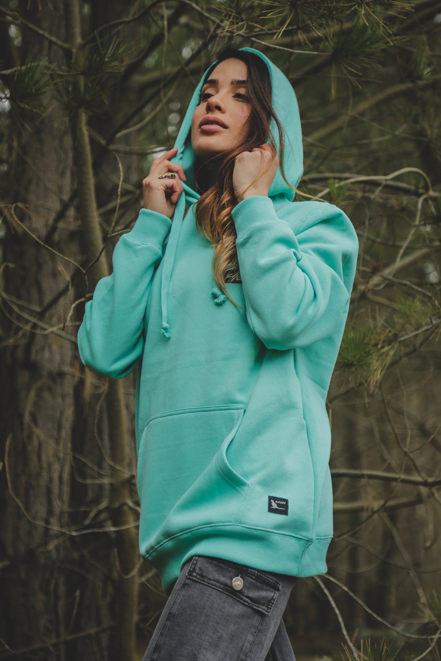 POLERON TURQUOISE KANGU HOODIES WOMAN