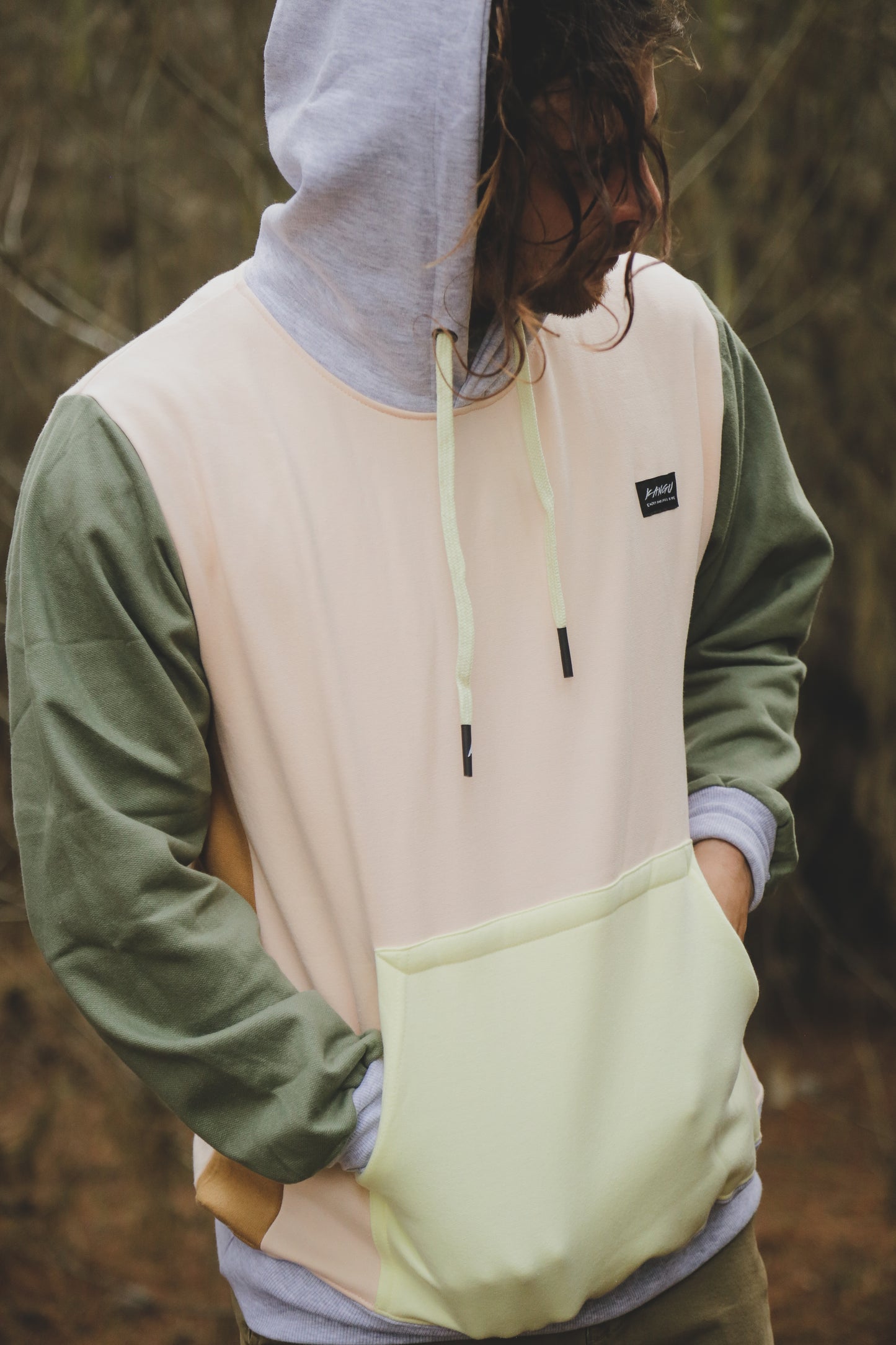 POLERON FRANELA KANGU VERDE DAMASCO GRIS AMARILLO HOODIES