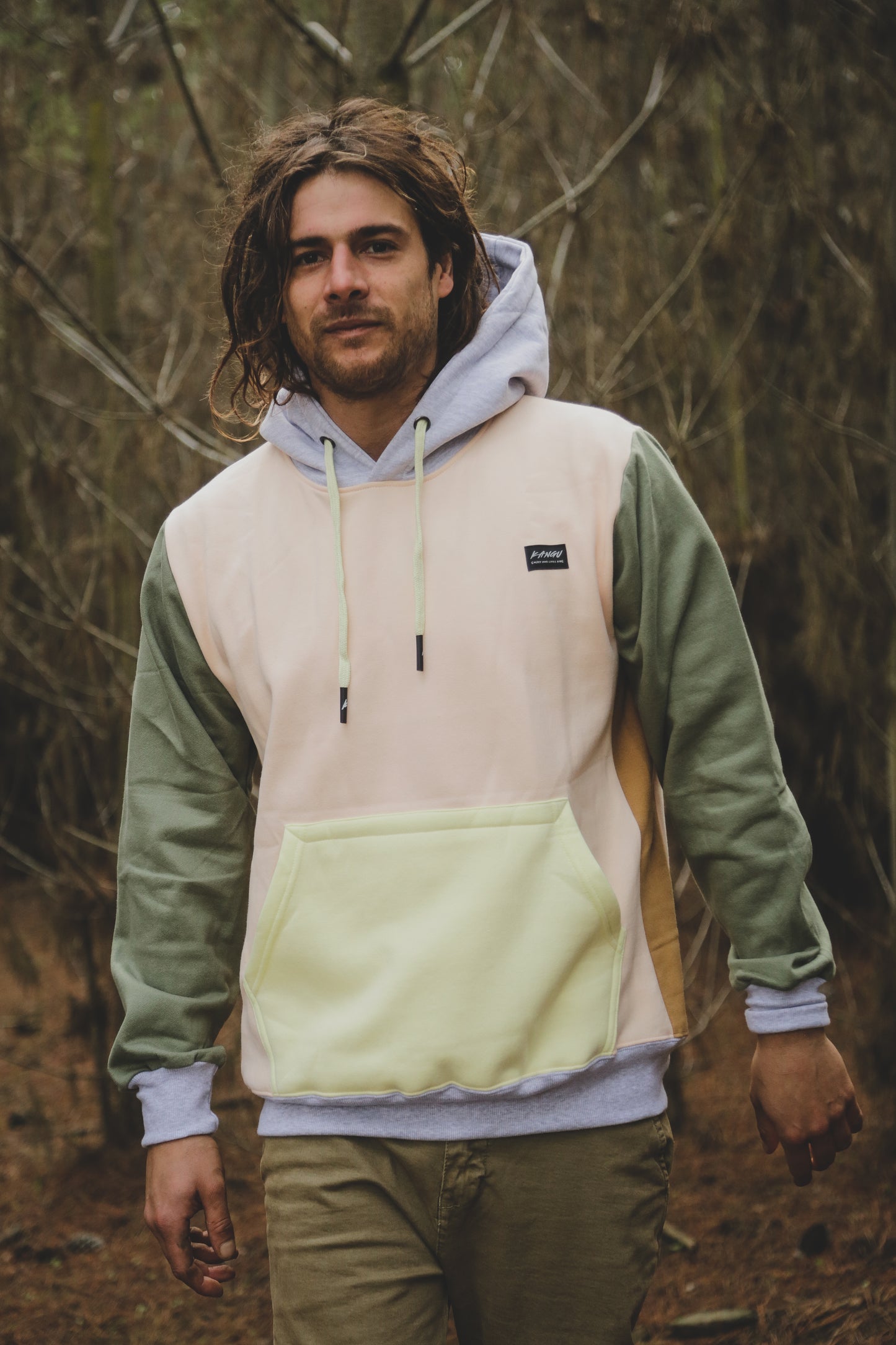 POLERON FRANELA KANGU VERDE DAMASCO GRIS AMARILLO HOODIES