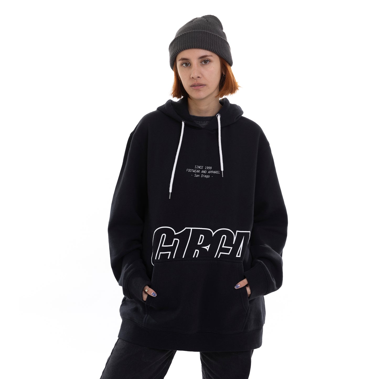 CIRCA OUTLINE HOOD BLACK HOODIES