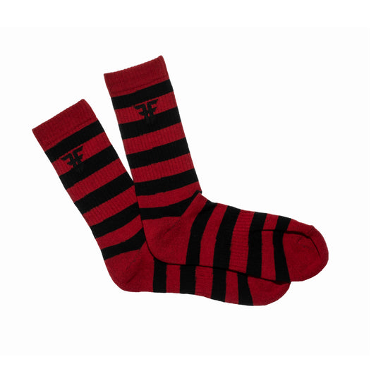 TRADEMARK STRIPED SOCKS BLACK RED FMJ1ME01