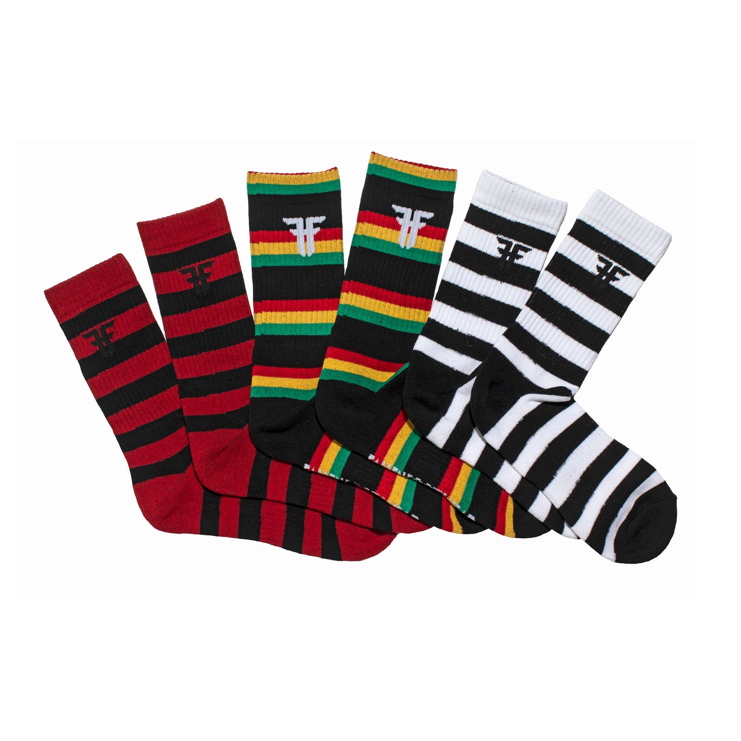 TRADEMARK STRIPED SOCKS BLACK RED FMJ1ME01