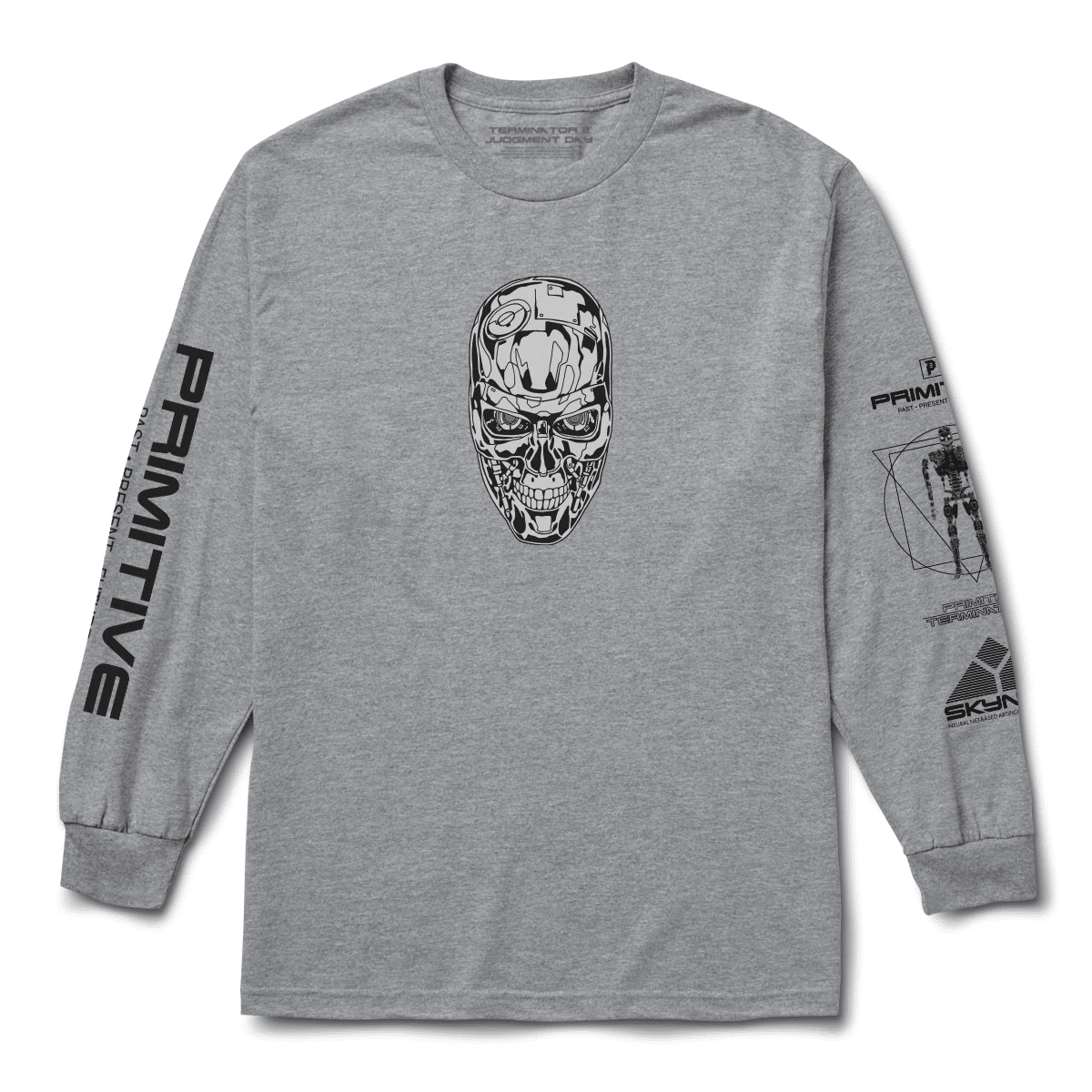 PRIMITIVE  SKYNET LS HEATHER GREY LONG-SLEEVE